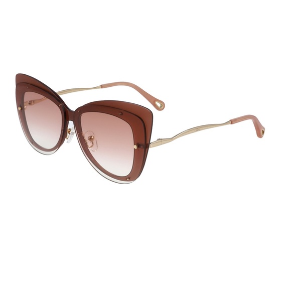 Chloe Cat Eye 63mm Peach Red Sunglasses New With Tag / Case & Cleaning Cloth - Picture 3 of 14